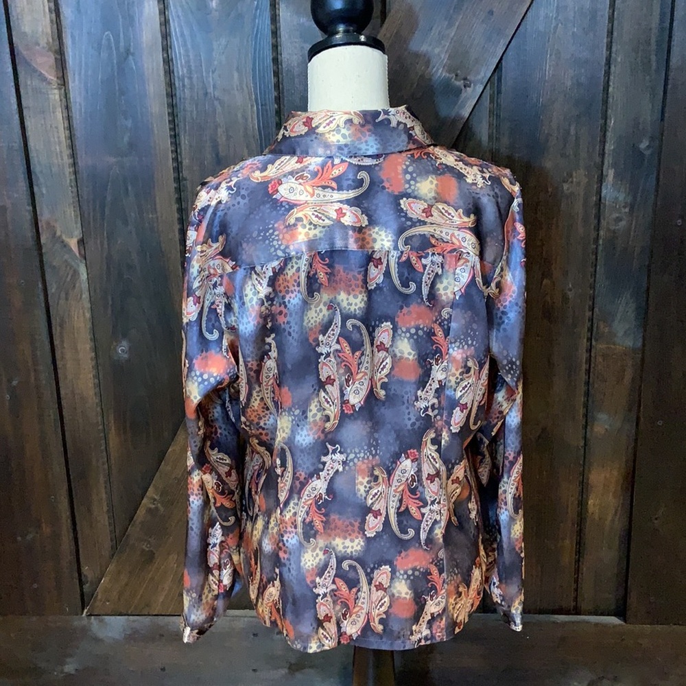 Spanner shiny fun patterned button down top - Picture 9 of 15